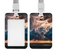 Magnificent Rainstorm Cloud Retractable ID Badge Holder with Lanyard - Vertical Badge Reel,Keychain Clip,Name Tag Id Card Holder Protector for Nurse Officer Teacher Security Staff Women Men