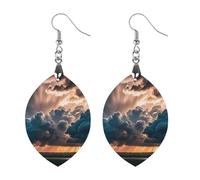 Magnificent Rainstorm Cloud Wooden Earrings for Women, Vintage Elegant Wood Jewelry, Lightweight Earrings for Wedding, Party, Everyday Jewelry Gift, Circular, Wood, wood
