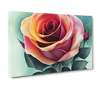 Magnificent Rose Flower Canvas Wall Art Print Ready to Hang, Framed Picture for Living Room Bedroom Home Office Décor, 30x20 Inch (76x50 cm)