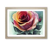 Magnificent Rose Flower H1022 Framed Print for Living Room Bedroom Home Office Décor, Wall Art Picture Ready to Hang, Oak A3 Frame (46 x 34 cm)
