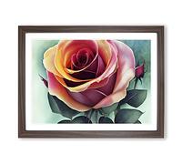 Magnificent Rose Flower H1022 Framed Print for Living Room Bedroom Home Office Décor, Wall Art Picture Ready to Hang, Walnut A4 Frame (34 x 25 cm)