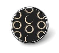 Magnificent Solar Eclipse Pattern Round Lapel Pin Brooches Badge Holder for Clothes Bags Backpack Hats