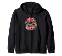 Magnificent Spring Flower Peony Daisy Wreath Zip Hoodie