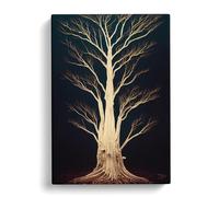 Magnificent Tree Black, Green, Brown Canvas Print for Living Room Bedroom Home Office Décor, Wall Art Picture Ready to Hang, 30x20 Inch (76x50 cm)