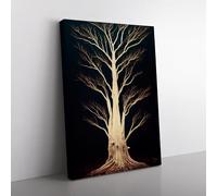 Magnificent Tree Black, Green, Brown Canvas Wall Art Print Ready to Hang, Framed Picture for Living Room Bedroom Home Office Décor, 76x50 cm (30x20 Inch)