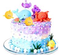 Magnificent Underwater World Cake Art Decorations Hand Modeled Sea Creatures & Shimmering Oceans Decoration, Cake Decoration Sets for Unique Celebrations