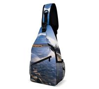 Magnificent View in Banff Sling Bag with Rfid Blocking Causal Mens Crossbody Bag Lightweight Chest Pack Large Man Purse Travel Crossbody Backpack Shoulder Sling Backpack for Hiking Running Cycling