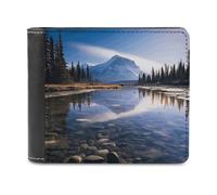 Magnificent View in Banff Wallet Passcase for Men, Extra Capacity Bifold Leather Wallets with ID Windows, Slim Stylish Wallet for Gift, Blocking Money Clip for Cards, Coin Pouch