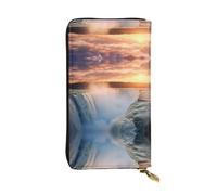 Magnificent Waterfalls Patterned Leather Long Wallet (7.5 * 4.1 inches) | Extra Large Multi-Function Compartment | Great Gift