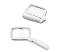 Magnifico Rectangular Magnifying Glass with Light - Folding Handle - Storage Case - 5 Dimmable LEDs - Large Lens - Low Vision, Hobbies, Reading - UK Supplier