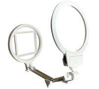 Magnifier Lamp Foldable Desktop Metal Stand with Light 2.5x 5x White