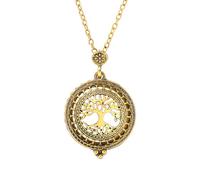 Magnifier Necklace Vintage Magnifying Glass 5 Times Bronze Pendant Sliding Top Loupe Sweater Chain for Newspapers Maps Reading