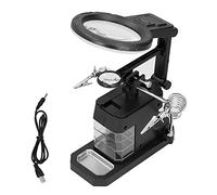 Magnifier Soldering Station LED Light Magnifying Glass Stand USB Repairing Workbench Black