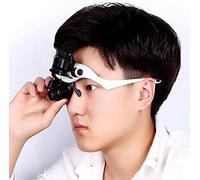 Magnifier with LED Light, Double Eye Head Wearing Magnifying Glasses, Loupe for Jeweler Watch Clock Repair, 10X 15X 20X 25X Magnifications Double The Comfort sharing vision
