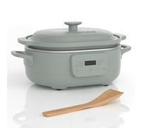 MAGNIFIQUE 4 Quart Multi Cooker, with 8-in-1 Programmable Casserole, Dutch Oven, Pasta, Wooden Spoon, Non-Stick, Oven Safe Pot to 500°F, Olive