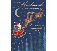 Magnifique Embellished Husband Moon & Back Large Christmas Greeting Card XMQ032