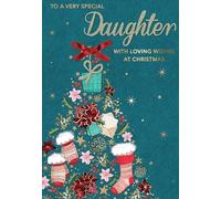 Magnifique Embellished Loving Wishes Daughter Large Christmas Greeting Card XMQ030