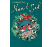 Magnifique Embellished Mum & Dad Robins Large Christmas Greeting Card XMQ034