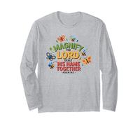 Magnify the Lord Psalm 34:3 Christian Faith Mood Long Sleeve T-Shirt