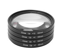 Magnifying Filter, Akozon 58mm Close-Up Filter Set, Professional Magnificatoin Kit Macro Filter Kit Optical Glass (+1, 2, 4,+10) Macro Close Up Filter Set with Storage Box for Ca