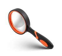 Magnifying Glass 10X, Handheld Reading Magnifier with Non-Slip Soft Rubber Handle, Glasses Shatterproof magnifyf Lens, Shatterproof Magnifying Mirror Reading Books, Inspection, Insects(Orange)