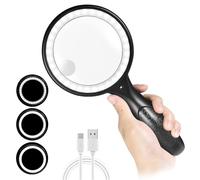 Magnifying Glass, 30X Rechargeable LED Magnifying Lens with 33 LEDs, Professional Touch LED Magnifier with 3 Light Modes for Reading Elderly/Children