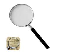Magnifying Glass, 75mm Portable Magnifying Lens 3X Metal Handheld Shatterproof Mirror Magnifier Glasses with Non-Slip Handle for Seniors Reading Kids Observation Classroom Science Tool