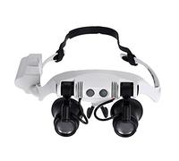 Magnifying Glass,Binocular Headset LED Illuminated Headband Magnifying Visor with 4 Adjustable Lens Hands Unrestricted Professional Head-Mounted for Reading, Jewelys, Crafts, Watch, Repair