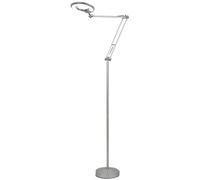 Magnifying Glass Floor Lamp, 16W Dimmable Standing Light, Adjustable 8X Magnifier Reading Lamp with 2 Colors, Adjustable Swivel Arm Lamp Craft Light, for Beauty Nail Art Tattoos,White