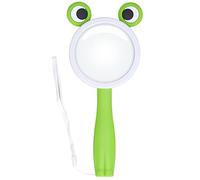 Magnifying Glass For Kids Green Cartoon Anti Fall Handheld Science Experiment Toy With 5X 10X Dual Lens ABS Material 75mm Diameter