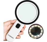 Magnifying Glass for Macular Degeneration, 30X Magnification Double Glass Lens Illuminated Magnifier with Ergonomic Handle for Coins, Stamps, and