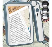 Magnifying Glass for Reading, Rechargeable 5X Large Page Magnifier with Light, Folding Handheld Dimmable Rectangle Lighted Magnifier for Reading Book Small Print for Seniors Low Vision, Blue White