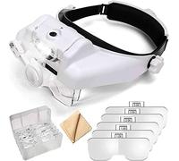 Magnifying Glass Lamp USB Rechargeabl Head Mounted Binocular Eyewear Loupe Magnifier with 3LED Illuminated Headband Magnifying Glass for Reading Flexible Gooseneck Arm Marriage,Fdj030-1 (Fdj034 1
