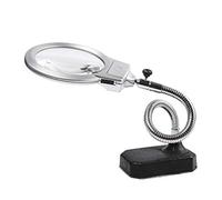 magnifying glass, Large Magnifying Glass Stand, 2.25x 5x Desktop Magnifier With 2 Led Jumbo Lens, Hands Free Magnifying With Light For Hobby, Crafts, Inspection, Reading, Model Building, Soldering To