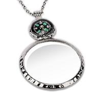 Magnifying Glass Necklace,Jiulory 10x Compass Necklace Magnifying Glass Pendant with Mini Compass,Magnifier Necklace Elderly Care Accessory Kids Hiking Camping Necklace Magnifier