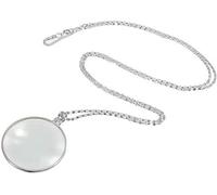 Magnifying Glass Necklace Pendant 5X Necklace Magnifier Chain Monocle Reading NewspaperMagazine MapGift for s Silver
