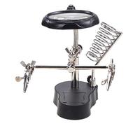 Magnifying Glass Soldering Station, Professional LED Lamp Helping Hands Magnifier with Dual Adjustable Alligator Clips for Hardware Repair