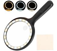 Magnifying Glass with 24 LED Light, Large 28X 56X Handheld Illuminated Lighted Magnifier with 3 Light Modes, for Seniors Reading, Coins, Inspection, Jewelry, Exploring Close Work