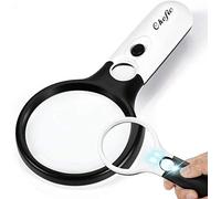 Magnifying Glass with 3 LED Lights, Chefic Handheld Illuminated Magnifier 3X 45X Magnification, Super High Clarity Lightweight Exploring & Reading Aid for Seniors Kids - White and Black