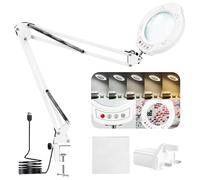 Magnifying Glass with Light, 10X 5-Modes 10-Dimmable Hands-Free Magnifier Lamp with Light and Stand, 84 LEDs Desk Magnifying Lamp for Reading, Crafts, Diamond Art Accessories, Close Work, Hobbies