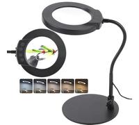 Magnifying Glass with Light, 10X Magnifying Lamp, 5 Color Modes Seamless Dimming Magnifying Glasses Desk LED Lamp Clamp Daylight for Hobbies Reading Magnifier Craft Work