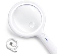 Magnifying Glass with Light, 28X/56X Rechargeable LED Magnifier, USB-C Handheld Large Lens Reading Aid with 3 Colour Modes for Seniors, Small Print and Jigsaw Puzzles