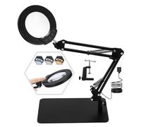 Magnifying Glass with Light and Stand, 10 x LED Magnifying Lamp with Clamp, LED Magnifying Lamp with 3 Colour Modes, Dimmable, Lamp with Magnifying Glass for Craft Repairs, Close-up Shots, Table