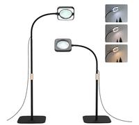 Magnifying Glass with Light and Stand - 8X LED Floor Lamp with 3 Colour Temperatures Setting, Magniying Lamp with 56 LED Dimmable Lights for Reading, Seniors, Hobbies, Craft