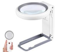 Magnifying Glass with Light and Stand, Folding Handheld Magnifying Glass 18 LED Illuminated Lighted Magnifier for Macular Degeneration, Seniors Reading, Close Work, Coins, Jewelry