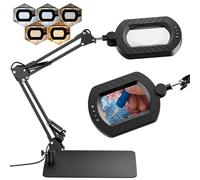 Magnifying Glass with Light and Stand for Reading, USB Powered Large Lighted Magnifer Desk Magnifying Lamp Real Glass Lens for Diamond Art Books Hobbies Crafts Close Work