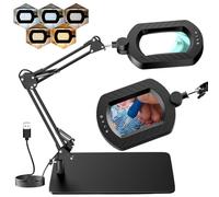 Magnifying Glass with Light and Stand for Reading, USB Powered Large Lighted Magnifer Desk Magnifying Lamp Real Glass Lens for Diamond Art Books Hobbies Crafts Close Work