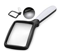 Magnifying Glass with Light, Foldable Handheld Magnifying Glass with 3x Magnification, Rectangular, Illuminated Magnifier with Dimmable LED for Macular Degeneration, Seniors, for Reading Newspapers