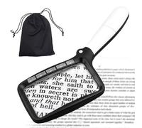 Magnifying Glass with Light, Folding Handheld Magnifying Glass 3X LED Adjustable Brightness Rectangle Book Magnifier for Reading for Seniors, Gifts for Elderly with Low Vision