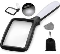 Magnifying Glass with Light for Reading | 2 Dimming Modes Foldable Handheld Rectangular Magnifier for Seniors Low Vision Books Pages Magazines Newspapers Maps Jewelry